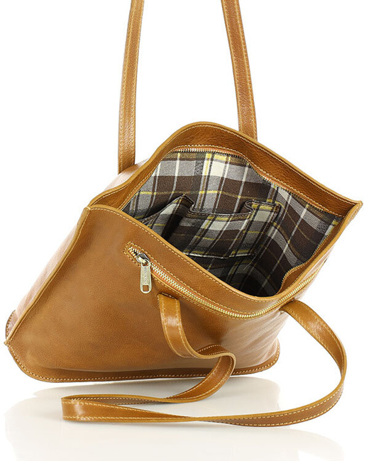 Torebka damska shopper uszlachetniona skóra włoska - MARCO MAZZINI camel