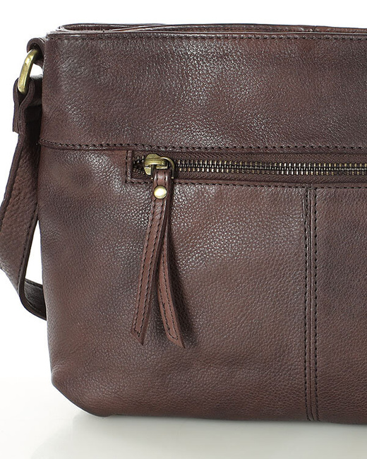 Torebka skórzana listonoszka damska messenger bag - MARCO MAZZINI czekoladowy brąz