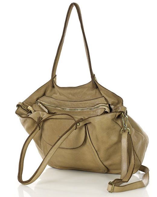 MARCO MAZZINI Torebka skórzana shopper bag ispirato dalla natura beżowy taupe
