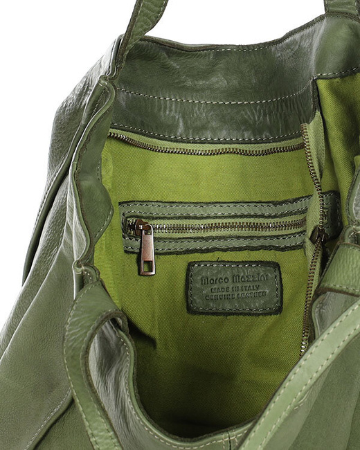 MARCO MAZZINI Torebka miejski shopper bag skóra naturalna handmade zielony