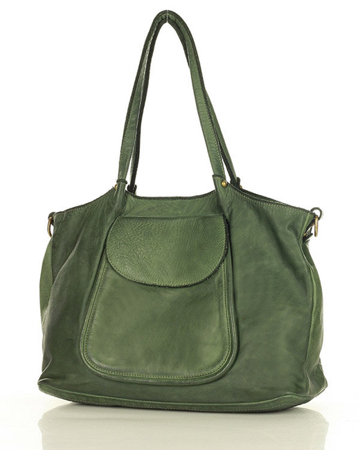 MARCO MAZZINI Torebka skórzana shopper bag ispirato dalla natura zieleń militare