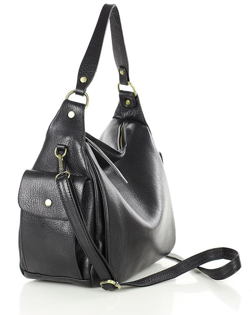 Luksusowa torebka kuferek na ramię skóra naturalna MARCO MAZZINI czarna