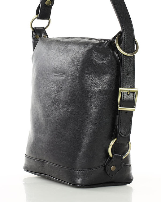 Torebka na szerokim pasku torba skórzana z Toscanii - MARCO MAZZINI czarna