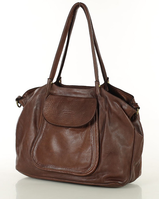 MARCO MAZZINI Torebka skórzana shopper bag ispirato dalla natura brąz