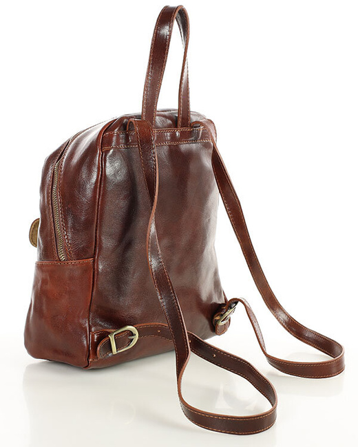 Elegancki plecak damski skórzany premium MARCO MAZZINI brązowy