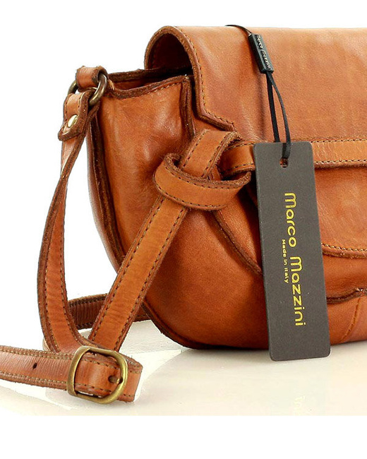 Marco Mazzini Torebka listonoszka skórzana saddle bag brąz camel