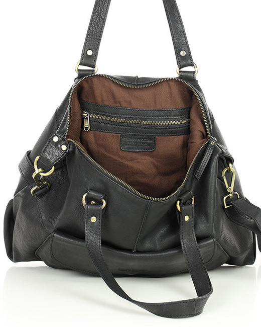 Shopper bag torebka skórzana A4 do pracy - MARCO MAZZINI czarna