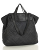 Torba damska pleciona shopper & shoulder leather bag - MARCO MAZZINI czarna