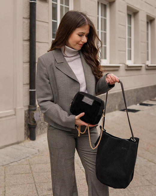 Torebka damska worek hobo bag skóra naturalna - MARCO MAZZINI czarna