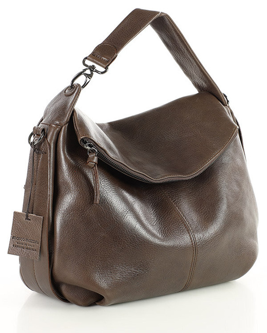 Luksusowa torebka do ręki skórzana damska premium MARCO MAZZINI czekoladowy brąz