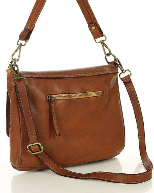 Legendarna torebka skórzana na ramię 2 w 1 genuine lether - MARCO MAZZINI brąz migdałowy