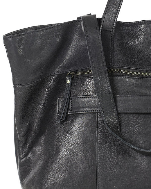 Duża torba shopper skórzana podwójne rączki - MARCO MAZZINI czarna