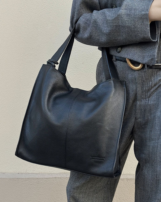 Modna torebka damska skórzany shopper bag - MARCO MAZZINI Portofino Max czarny