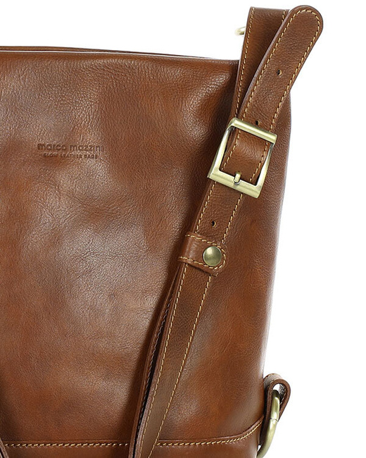 Torebka na szerokim pasku torba skórzana z Toscanii - MARCO MAZZINI brąz