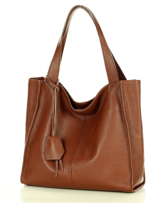 Modna torebka damska skórzany shopper bag - MARCO MAZZINI Portofino Max brąz