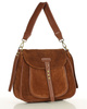 Torebka zamszowa saddle bag skórzana na ramię - MARCO MAZZINI brąz camel