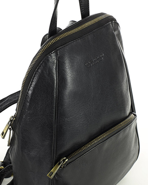 Elegancki plecak damski skórzany miejski minimalizm - MARCO MAZZINI czarny