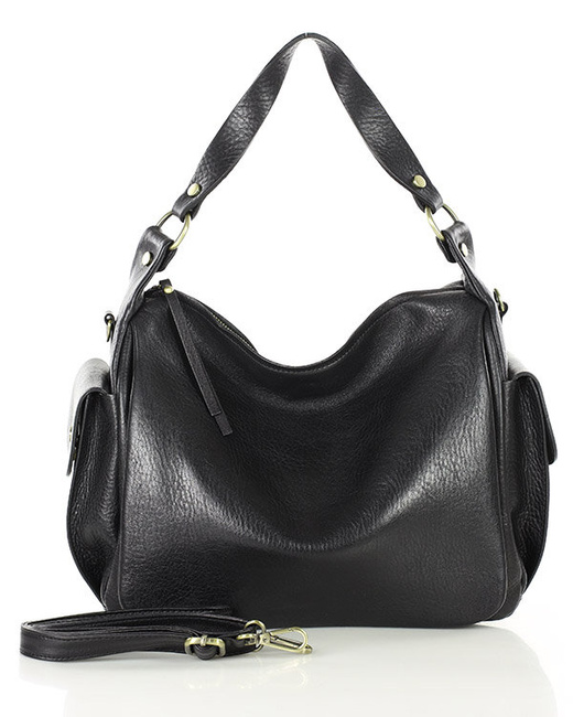 Luksusowa torebka kuferek na ramię skóra naturalna MARCO MAZZINI czarna