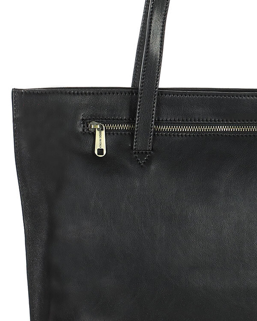 Duża torba shopperka biznesowa damska skórzana - MARCO MAZZINI czarna