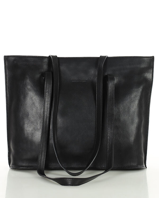 Duża torba shopperka biznesowa damska skórzana - MARCO MAZZINI czarna