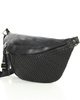 Duża torebka nerka półksiężyc skóra pleciona - MARCO MAZZINI czarna