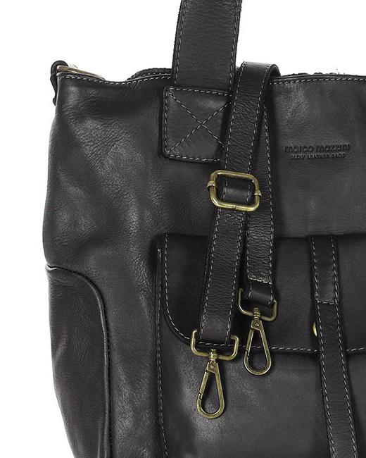 Torebka miejska skórzana w harmonii z naturą - MARCO MAZZINI czarna