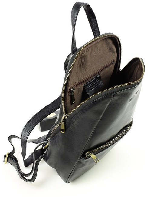 Elegancki plecak damski skórzany miejski minimalizm - MARCO MAZZINI czarny