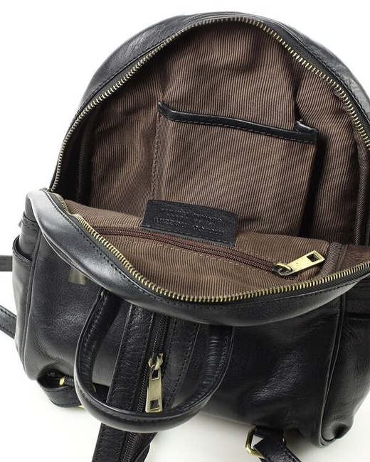 Plecak skórzany damski perfekcyjna organizacja - MARCO MAZZINI czarny