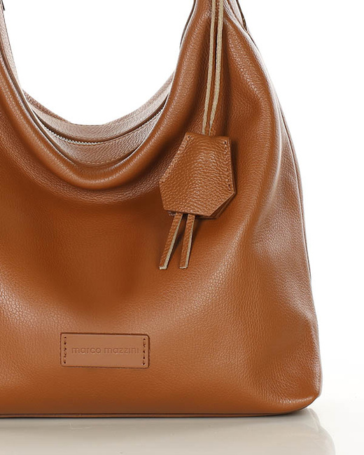 Torebka damska worek hobo bag skóra naturalna - MARCO MAZZINI brąz camel