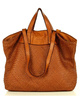 Torba damska pleciona shopper & shoulder leather bag - MARCO MAZZINI brąz karmel
