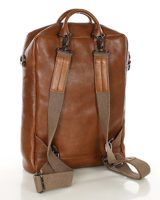 Elegancki plecak damski duży torba skórzana premium MARCO MAZZINI kamelowy