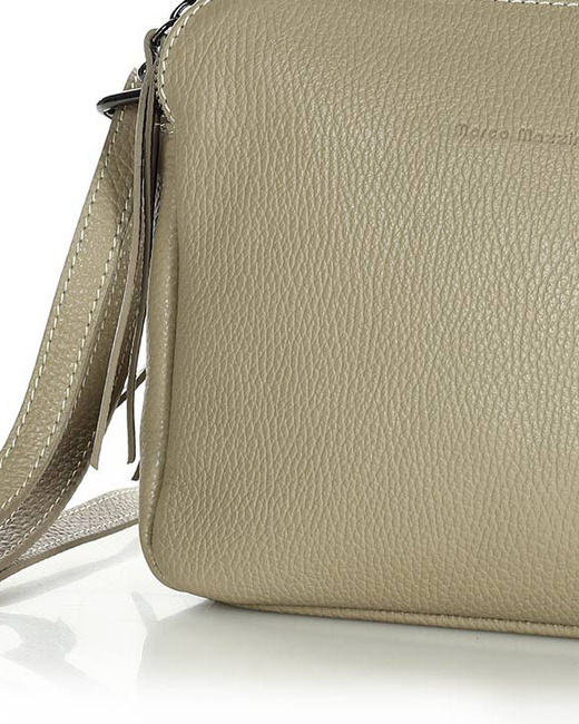 Torebka skórzana crossbody listonoszka dwie komory - MARCO MAZZINI beż cappuccino