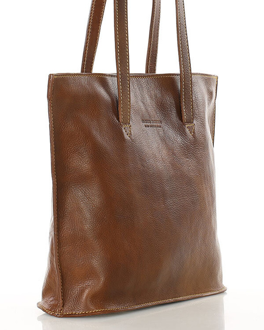 Torebka damska shopper uszlachetniona skóra włoska - MARCO MAZZINI brązowa