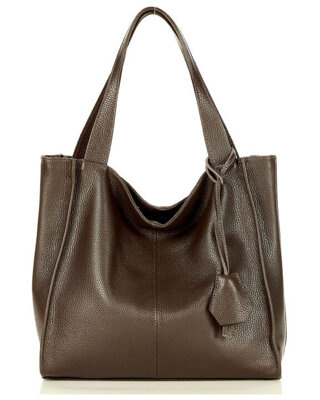 Modna torebka damska skórzany shopper bag - MARCO MAZZINI Portofino Max ciemny brąz caffe