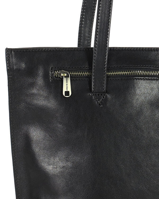 Torebka damska shopper uszlachetniona skóra włoska - MARCO MAZZINI czarna