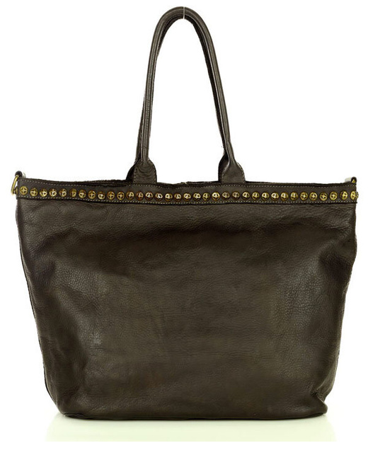 Duża torebka skórzana oversize style shopper bag - MARCO MAZZINI ciemny brąz caffe
