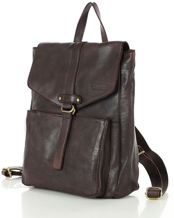 Plecak skórzany damski A4 - MARCO MAZZINI czekoladowy brąz