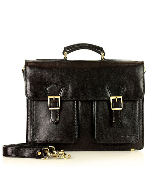 Teczka męska vintage handmade MARCO MAZZINI - skóra naturalna - CIRO Classic czarna