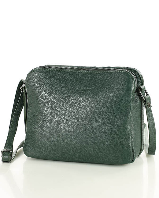 MARCO MAZZINI Torebka skórzana crossbody listonoszka dwie komory zielony forest