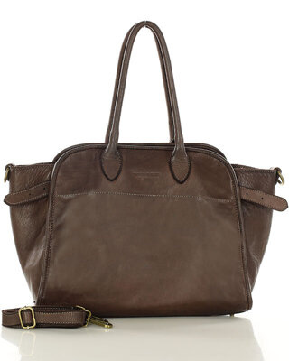 Kultowa torebka typu kuferek z włoskiej skóry naturalnej - MARCO MAZZINI ciemny brąz