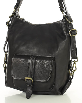 Torba skórzana dla wymagających z opcją plecak old school leather bag - MARCO MAZZINI czarny