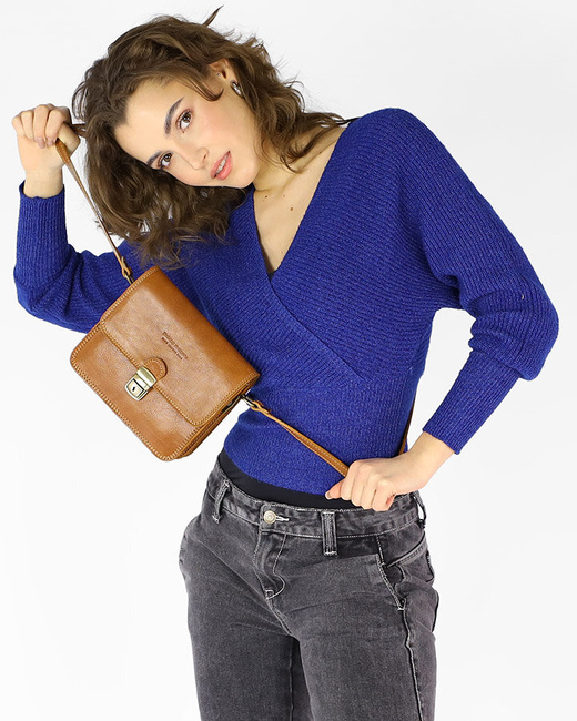 Torba skórzana kwadratowa premium Florence bag - MARCO MAZZINI camelowa