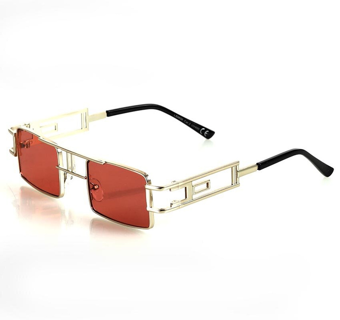 Prostokątne okulary przeciwsłoneczne MAZZINI RETRO STAR ciemny róż