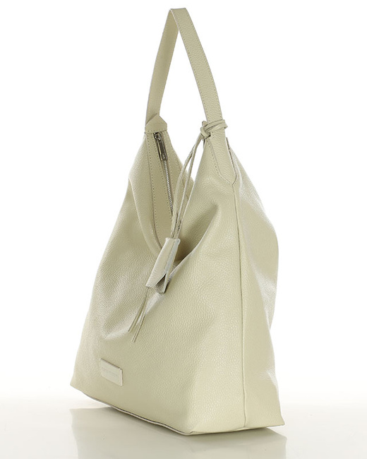 Torebka damska worek hobo bag skóra naturalna - MARCO MAZZINI beż taupe