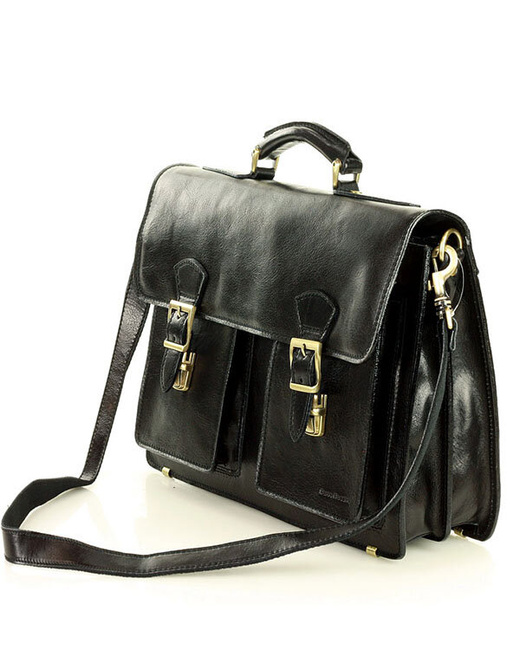 Teczka męska vintage handmade MARCO MAZZINI - skóra naturalna - CIRO Classic czarna