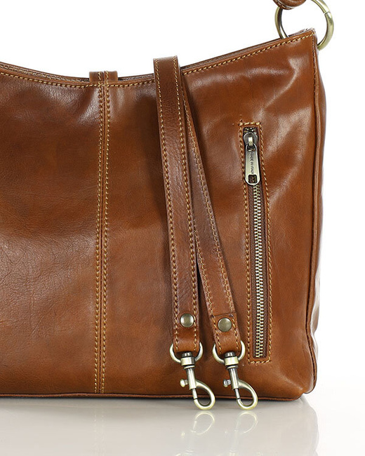 Klasyczna torba skórzana na ramię premium leather - MARCO MAZZINI brązowa