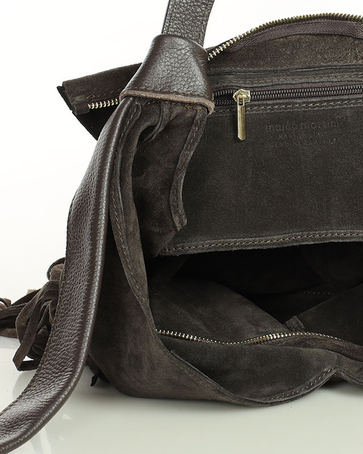 Torebka damska worek hobo bag skóra naturalna - MARCO MAZZINI czarna