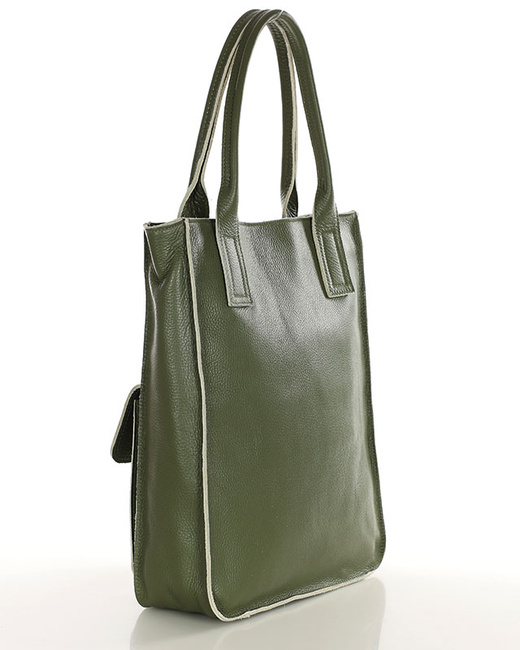 Torebka shopper z kieszeniami MAZZINI - Ravenna militarny zielony