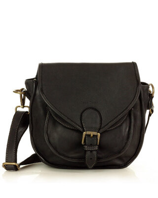 MARCO MAZZINI Klasyczna listonoszka z naturalnej skóry saddle bag genuine leather czarny