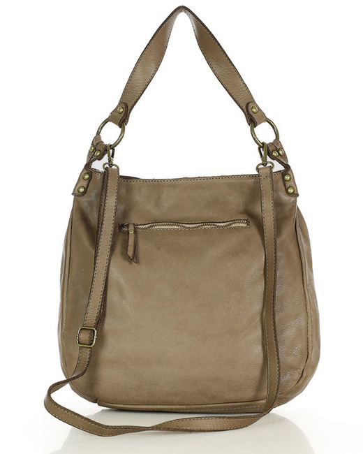 Torebka worek skóra naturalna hobo bag - MARCO MAZZINI beżowa